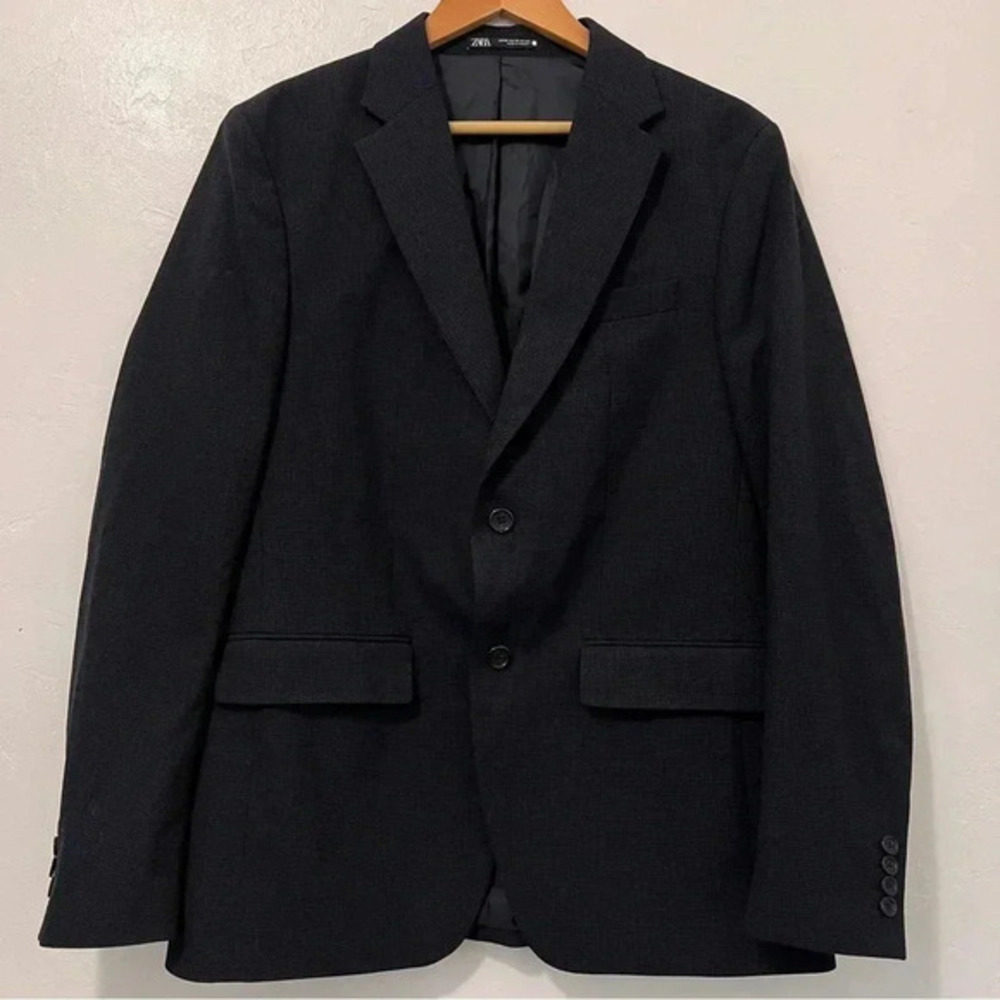 Zara Mens Blazer‎ Coat Single Breasted Long Sleeves Pockets Size 40 Preppy
